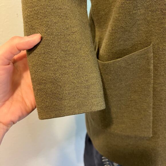 J. Crew Olive Green Merino Wool Open Style 3/4 Sleeve Cardigan Jacket Size XXS - Picture 4 of 13